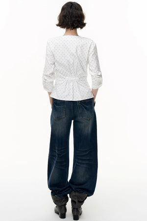 Slimming Retro Polka Dot Shirt
