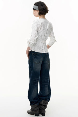 Slimming Retro Polka Dot Shirt