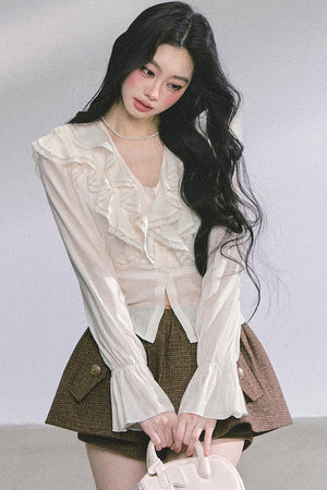 Slimming V-Neck Lace Top