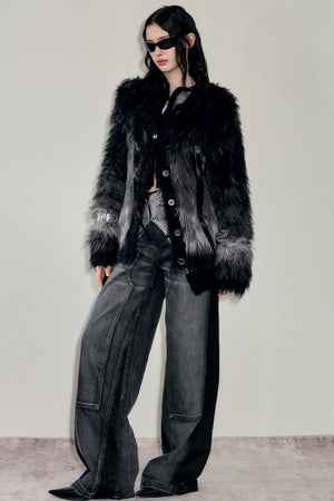 Slouchy Fur Jacquard Sweater