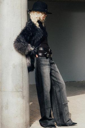 Slouchy Fur Jacquard Sweater