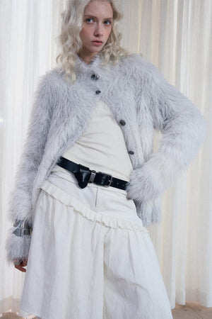Slouchy Fur Jacquard Sweater