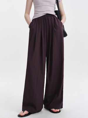 Slouchy Purple Casual Wide-leg Pants