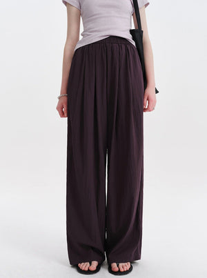 Slouchy Purple Casual Wide-leg Pants