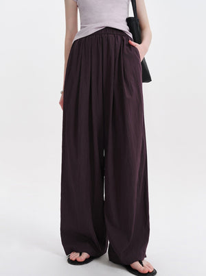 Slouchy Purple Casual Wide-leg Pants
