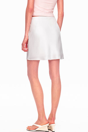 Smooth Real Acetate Mid-Waist Lace Skirt