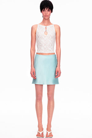 Smooth Real Acetate Mid-Waist Lace Skirt