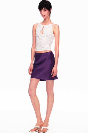 Smooth Real Acetate Mid-Waist Lace Skirt