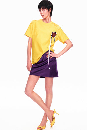 Smooth Real Acetate Mid-Waist Lace Skirt