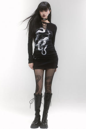 Snake Print Hip Dress