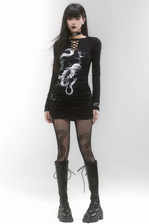 Snake Print Hip Dress