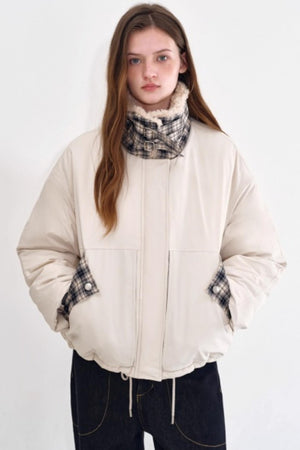 Snow Alpaca Plaid Jacket