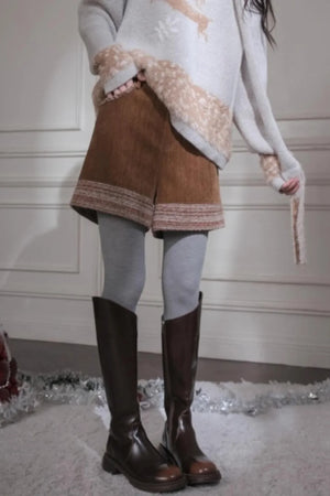 Snow Deer Faux Mink Sweater Scarf Set