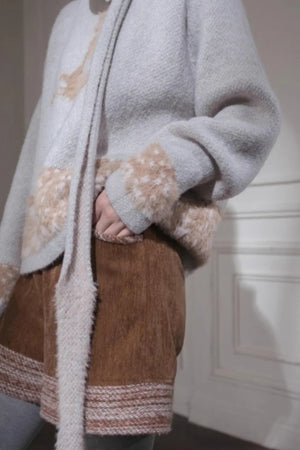 Snow Deer Faux Mink Sweater Scarf Set