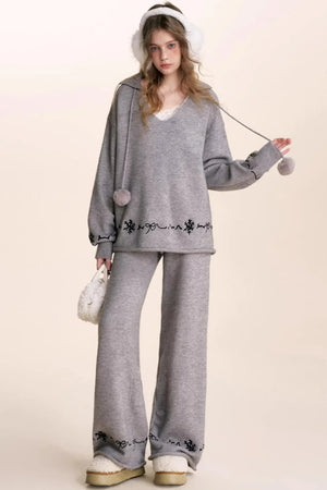 Snowflake Embroidered Knit Set-Up