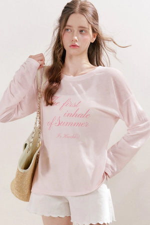 Snowflake Linen Letter Print Blouse