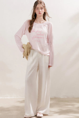 Snowflake Linen Letter Print Blouse