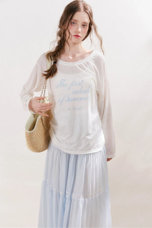 Snowflake Linen Letter Print Blouse