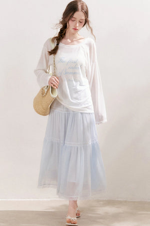 Snowflake Linen Letter Print Blouse