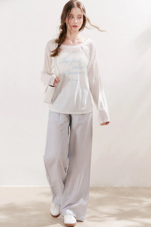 Snowflake Linen Letter Print Blouse