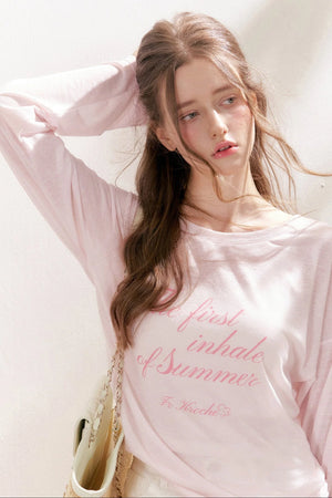 Snowflake Linen Letter Print Blouse
