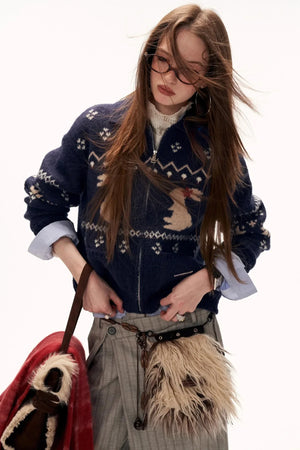 Snowflake Rabbit Knit Cardigan
