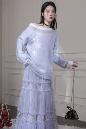 Snowflake Sequin Pullover Sweater