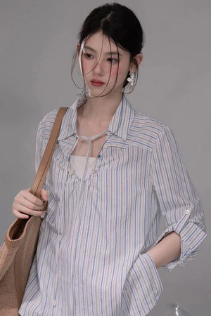 Soda Blue Striped Shirt Set