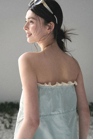 Soft Blue and White Tube Top