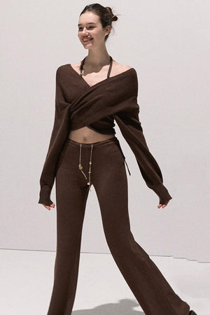 Soft Crewneck Knitwear Trouser Set-Up