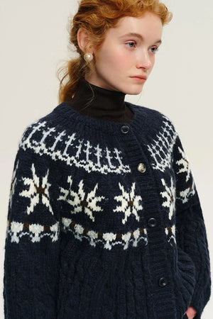 Soft Fair Isle Wool Sweater Cardigan