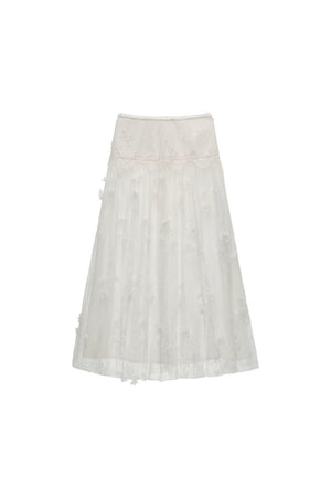 Soft Floral Gauze Midi Skirt