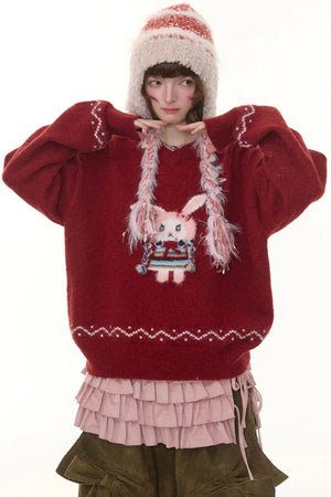 Soft Glutinous Lazy V-Neck Sweater