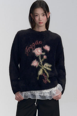 Soft Oversized Rose Sweater