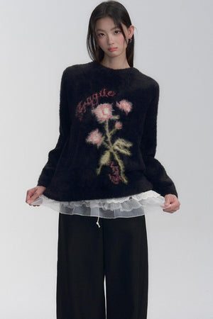 Soft Oversized Rose Sweater