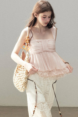Soft Pleats Lace Top