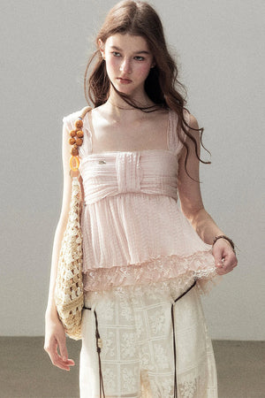 Soft Pleats Lace Top