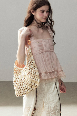 Soft Pleats Lace Top