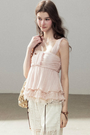 Soft Pleats Lace Top