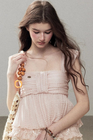 Soft Pleats Lace Top