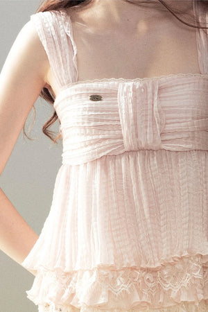 Soft Pleats Lace Top