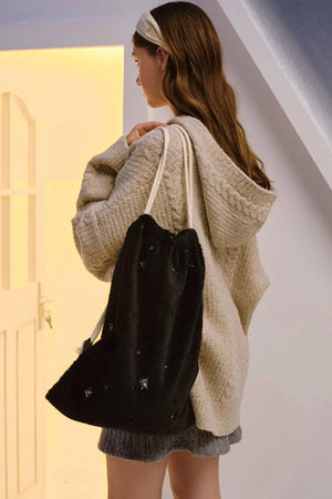 Soft Velvet Floral Backpack