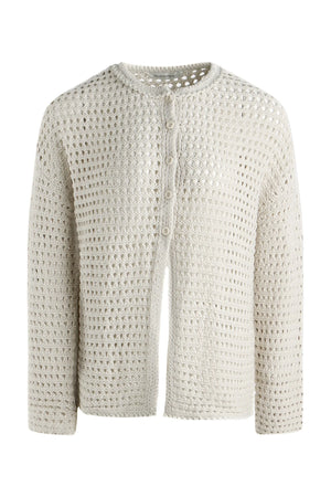 Solid Color Hollow Knit Cardigan