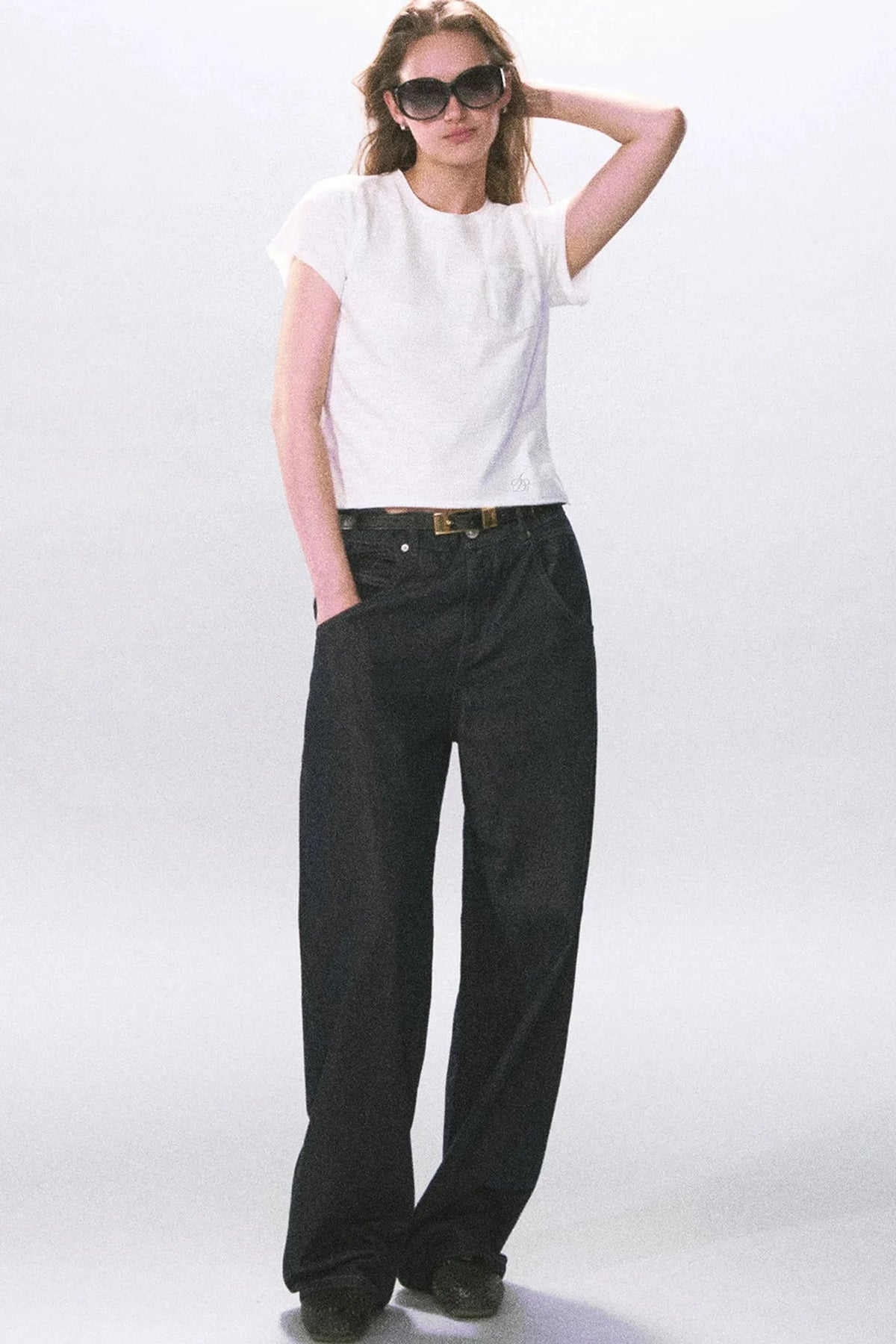 Solid Color Rolled Hem T-Shirt