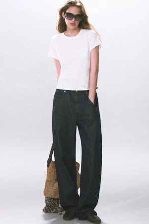 Solid Color Rolled Hem T-Shirt