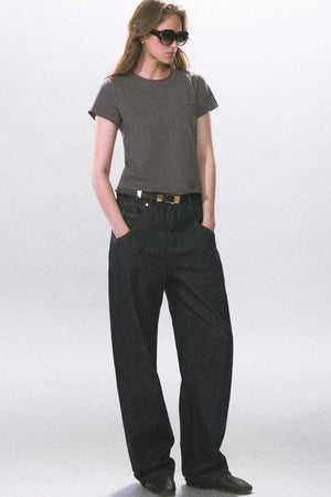 Solid Color Rolled Hem T-Shirt