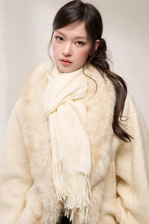 Solid Color Tassel Scarf
