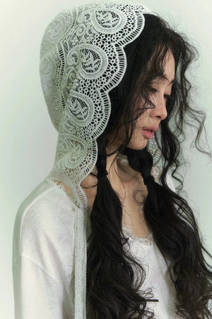 Somesowe Lace Ribbon Hooded T-Shirt