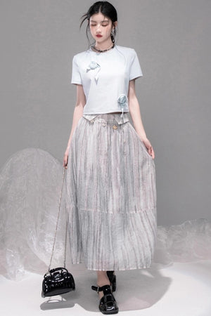 Sophisticated Ice Blue Brown Rose T-Shirt