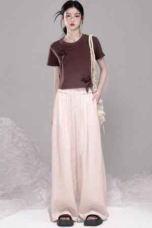 Sophisticated Ice Blue Brown Rose T-Shirt